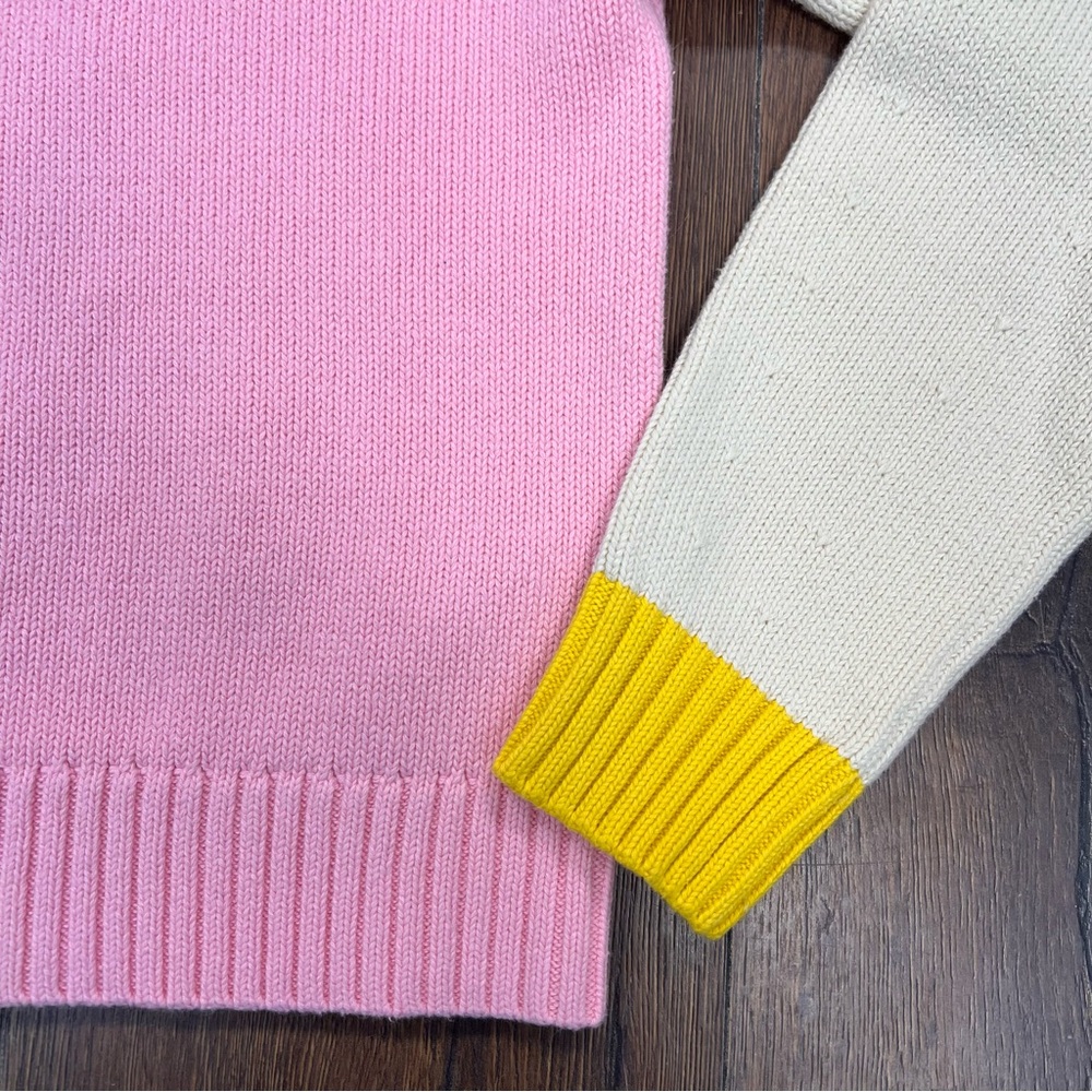 Biden Jenna Colorblock Cotton Pink and Yellow Women's Sweater SZ SM - Picture 7 of 8